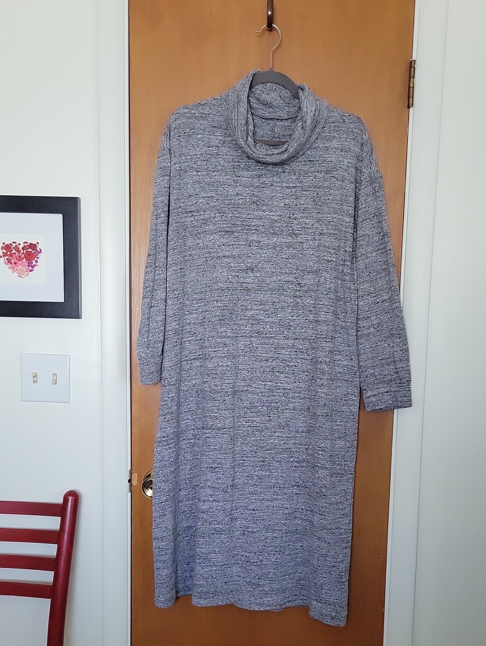 Cozy Gray Cowl Neck Sweater Dress